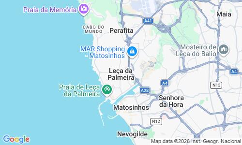 Ausschnitt der Weltkarte zu Leca da Palmeira-Strand