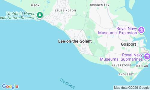 Ausschnitt der Weltkarte zu Lee-on-the-Solent Beach