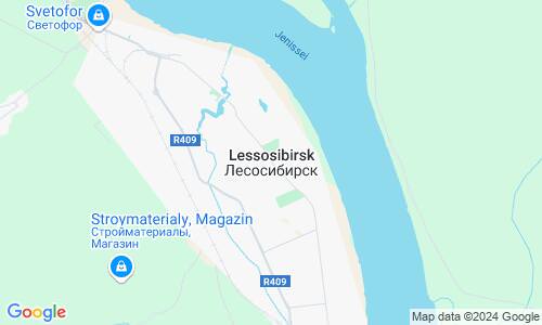 Ausschnitt der Weltkarte zu Lessosibirsk