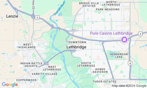 Ausschnitt der Weltkarte zu Lethbridge