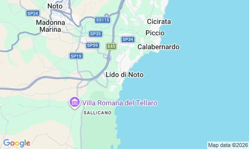 Ausschnitt der Weltkarte zu Lido di Noto
