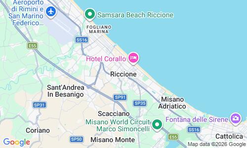 Ausschnitt der Weltkarte zu Lido di Riccione