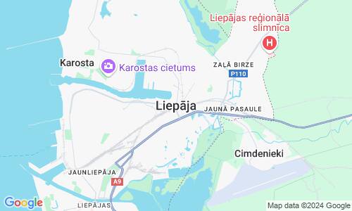 Ausschnit der Weltkarte zu Liepāja