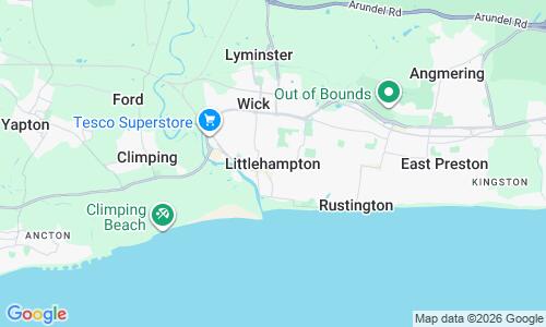 Ausschnitt der Weltkarte zu Littlehampton Strand
