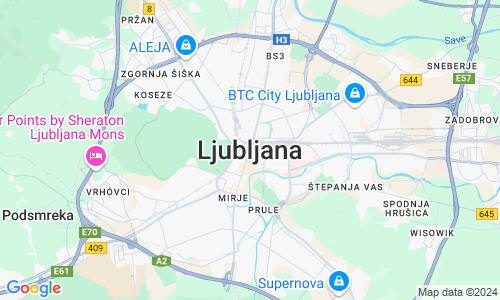 Ausschnit der Weltkarte zu Ljubljana