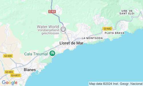Ausschnit der Weltkarte zu Lloret de Mar