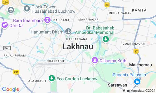 Ausschnitt der Weltkarte zu Lucknow