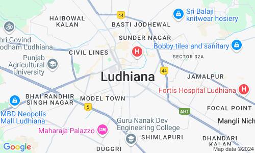 Ausschnitt der Weltkarte zu Ludhiana