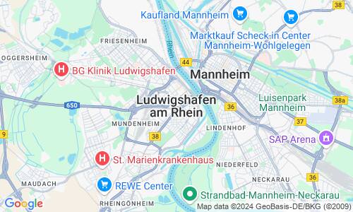 Ausschnitt der Weltkarte zu Ludwigshafen am Rhein