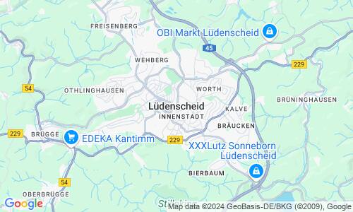 Ausschnitt der Weltkarte zu Lüdenscheid