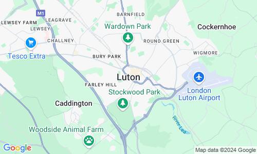 Ausschnitt der Weltkarte zu Luton