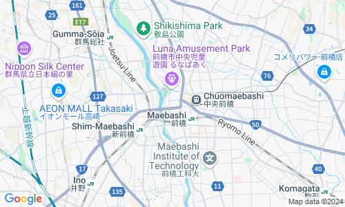 Ausschnit der Weltkarte zu Maebashi