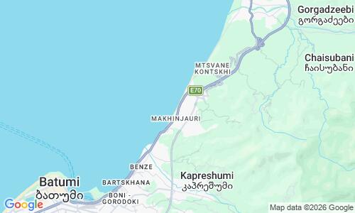 Ausschnitt der Weltkarte zu Makhinjauri Beach