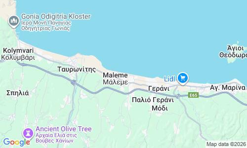 Ausschnitt der Weltkarte zu Maleme Beach