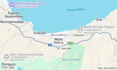 Ausschnitt der Weltkarte zu Malia Beach