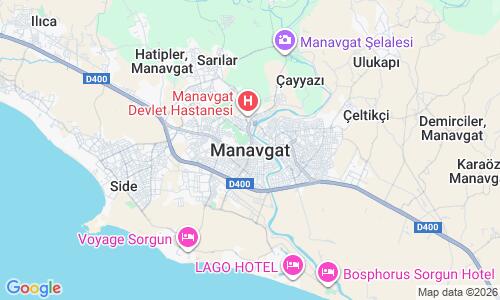 Ausschnitt der Weltkarte zu Manavgat Beach