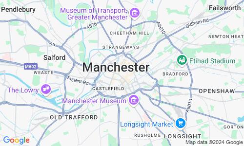 Ausschnit der Weltkarte zu Manchester