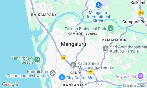 Ausschnitt der Weltkarte zu Mangaluru
