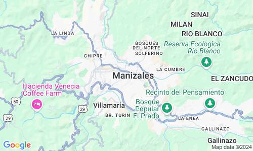 Ausschnitt der Weltkarte zu Manizales