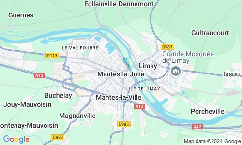 Ausschnitt der Weltkarte zu Mantes-la-Jolie