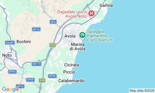 Ausschnitt der Weltkarte zu Marina di Avola