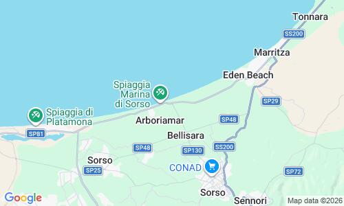 Ausschnitt der Weltkarte zu Marina Sorso Strand