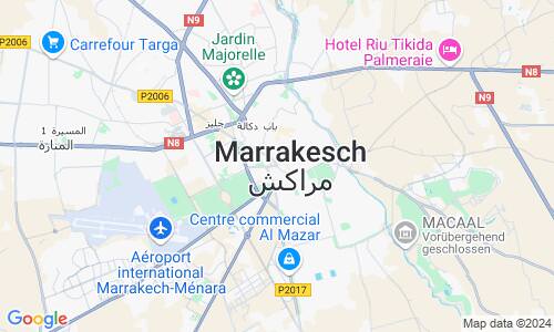 Ausschnit der Weltkarte zu Marrakesch