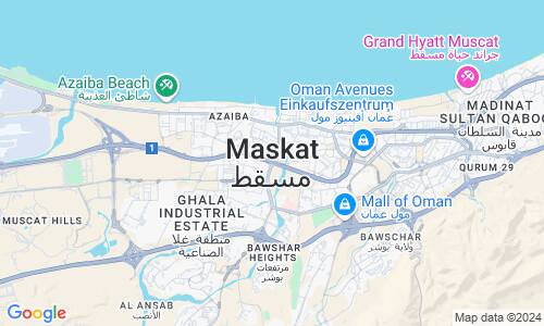 Ausschnitt der Weltkarte zu Maskat