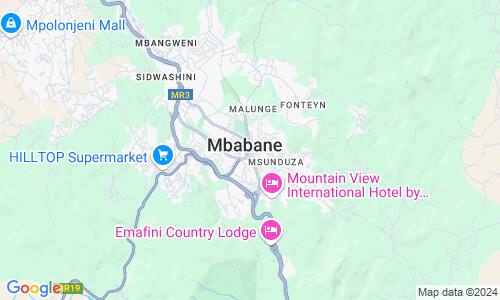 Ausschnitt der Weltkarte zu Mbabane