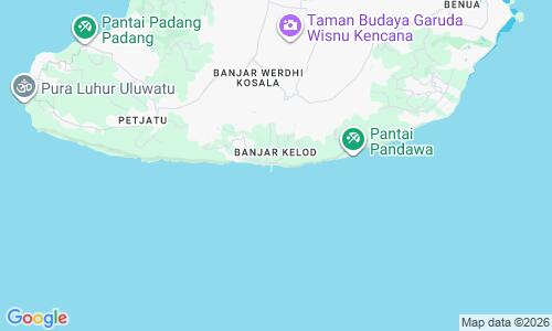 Ausschnitt der Weltkarte zu Melasti Beach