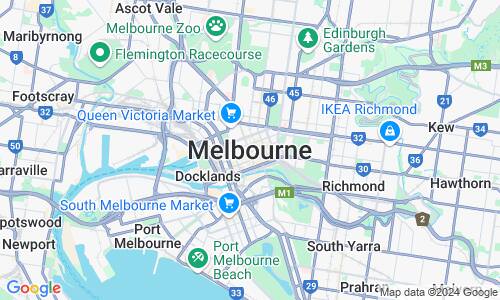 Ausschnit der Weltkarte zu Melbourne
