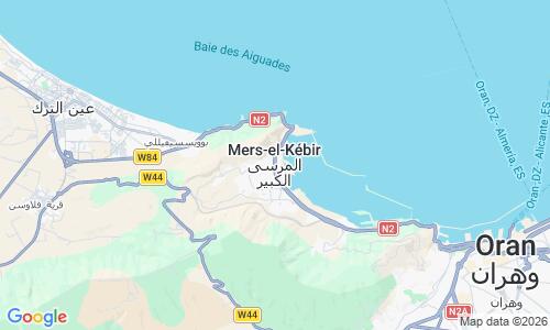 Ausschnitt der Weltkarte zu Mers El Kebir Beach