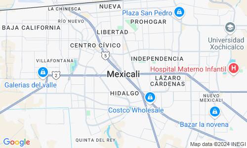 Ausschnitt der Weltkarte zu Mexicali