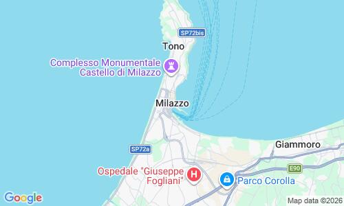 Ausschnitt der Weltkarte zu Milazzo Strand