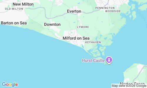 Ausschnitt der Weltkarte zu Milford-on-Sea Beach