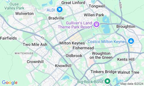 Ausschnitt der Weltkarte zu Milton Keynes