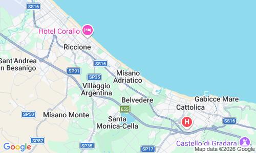 Ausschnitt der Weltkarte zu Misano Adriatico