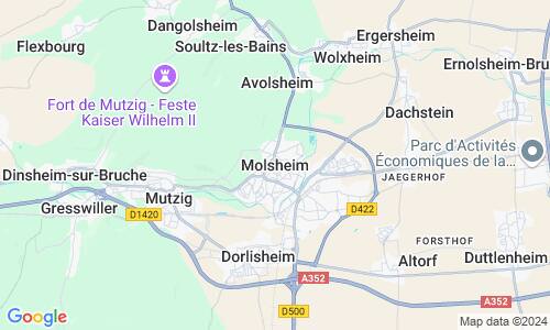 Ausschnit der Weltkarte zu Molsheim