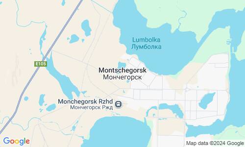 Ausschnitt der Weltkarte zu Montschegorsk