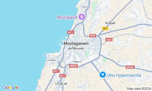 Ausschnitt der Weltkarte zu Mostaganem
