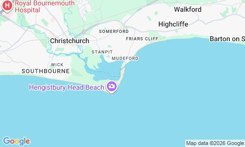 Ausschnitt der Weltkarte zu Mudeford Sandbank