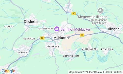 Ausschnitt der Weltkarte zu Mühlacker