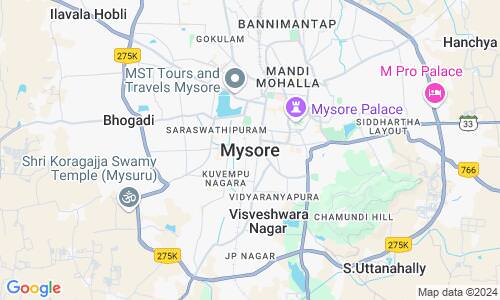 Ausschnitt der Weltkarte zu Mysuru