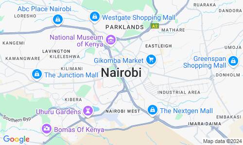 Ausschnitt der Weltkarte zu Nairobi