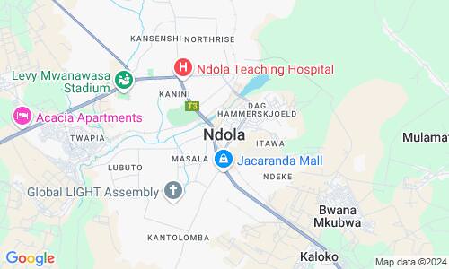 Ausschnitt der Weltkarte zu Ndola
