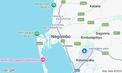 Ausschnitt der Weltkarte zu Negombo Strand