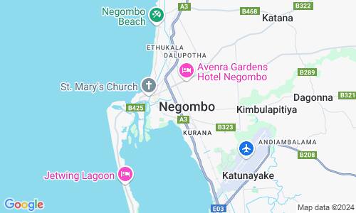 Ausschnitt der Weltkarte zu Negombo