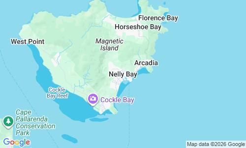 Ausschnitt der Weltkarte zu Nelly Bay Beach