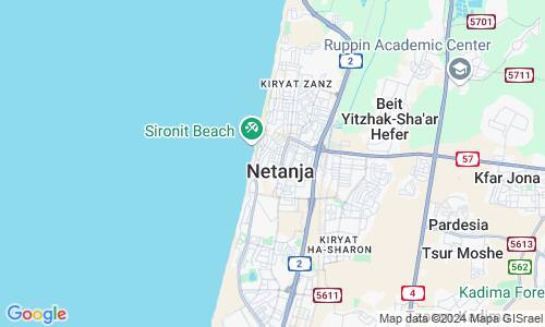 Ausschnitt der Weltkarte zu Netanja