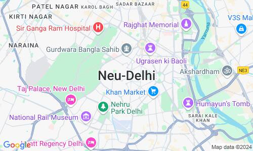 Ausschnit der Weltkarte zu Neu-Delhi